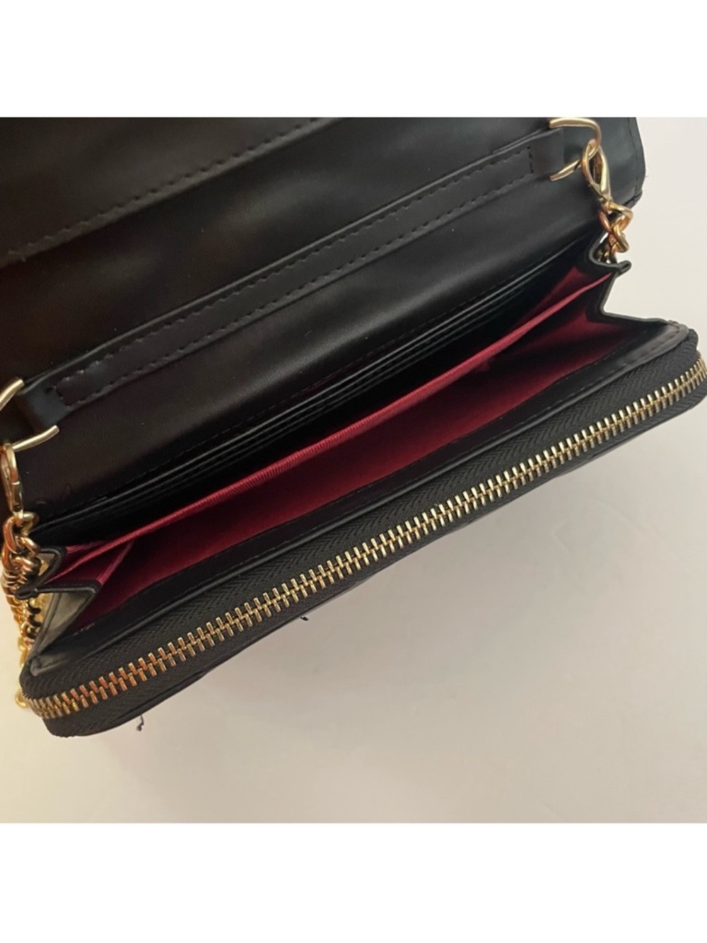 Black Quilted Leather Crossbody with Gold Chain - Picture 9 of 16